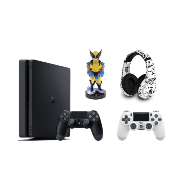 PS4 500GB Slim With Additional DualShock 4 (Black), Cable Guy Wolverine And ABP PRO4-70 Conqueror (Camo White And Black).