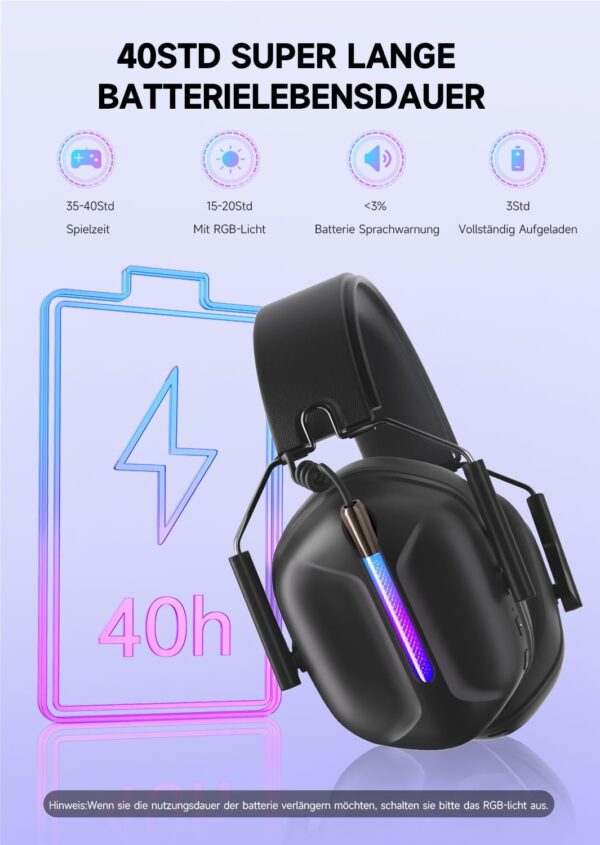 Gvyugke Wireless Gaming Headset with Microphone for PS5, PC, PS4, Nintendo Switch, 2.4GHz USB Gamer Headphones, Bluetooth 5.3 Gaming Headset for Laptop, Computer, Ergonomic Foldable Design (Black)  Video Games - Image 16