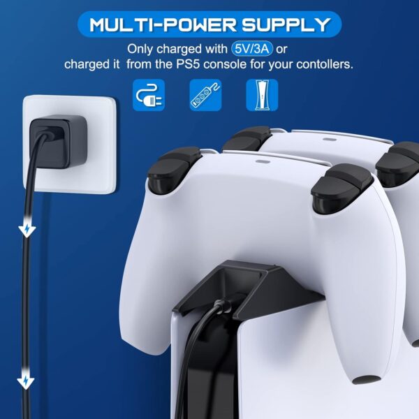 PS5 Controller Charging Station, PS5 Charging Station with Fast Charging AC Adapter 5V/3A for Playstation 5 Controller, Playstation 5 Charging Stand for Dualsense with LED Indicator, White  Video Games - Image 24