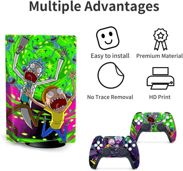 Toxxos PS5 Skin Disc Edition Anime Console and Controller Vinyl Cover Skins Wraps for Playstation 5 Disc Version CD-ROM Version Purple and Green  Video Games - Image 11