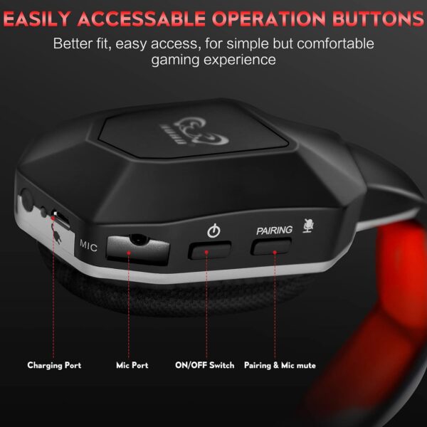 HUHD Wireless Gaming Headset for Nintendo Switch PS4, PS5, PC, Computer, USB Wireless Gaming Headsets Headphones with Microphone Over Ear  Video Games - Image 13