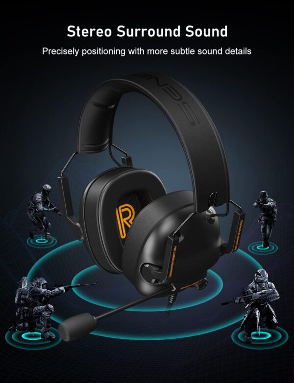 SENZER SG500 Surround Sound Pro Gaming Headset with Noise Cancelling Microphone - Detachable Memory Foam Ear Pads - Portable Foldable Headphones for PC, PS4, PS5, Xbox One, Switch - Black  Video Games - Image 10