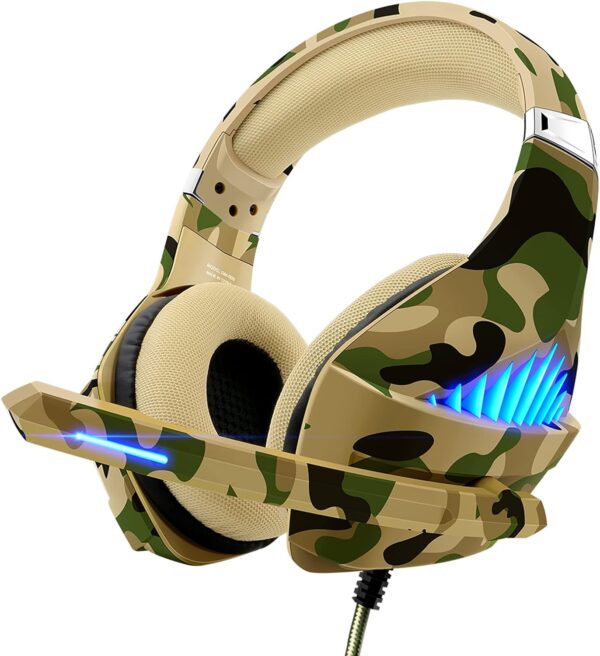 Tatybo Gaming Headset for PS5 PS4 Xbox ONE Switch PC with Noise Cancelling Over-Ear Stereo Bass Surround Sound Gaming Headphone -Camo  Video Games - Image 8