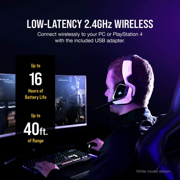 Corsair VOID RGB ELITE Wireless Gaming Headset - 7.1 Surround Sound - Discord Certified - iCUE Compatible - PC, Mac, PS5, PS4 - White  Video Games - Image 24