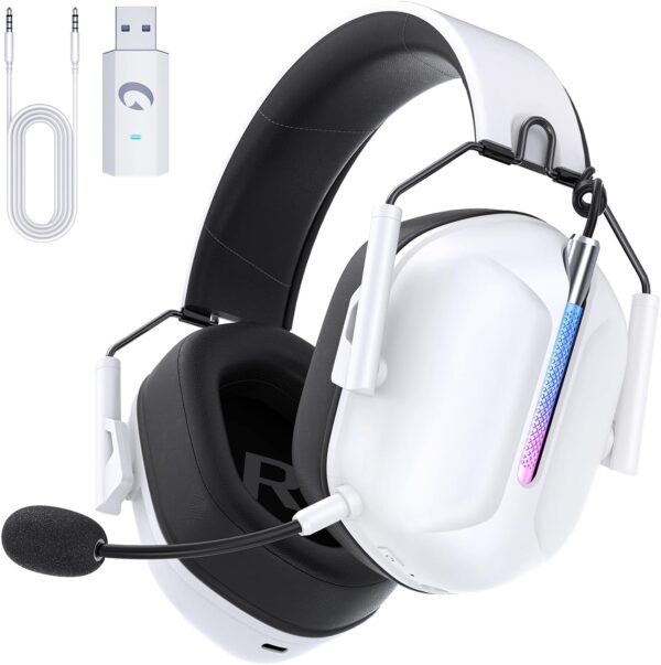 Gvyugke Wireless Gaming Headset, 2.4GHz USB Gaming Headphones with Microphone for PC, PS5, PS4, Nintendo Switch, Bluetooth