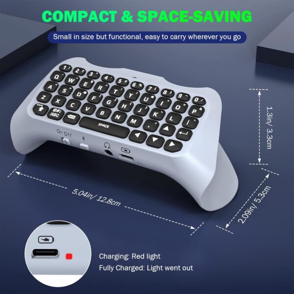 MoKo Keyboard for PS5 Controller with Green Backlight, Bluetooth Wireless Mini Keypad Chatpad for Playstation 5, Built-in Speaker & 3.5mm Audio Jack for PS5 Controller Accessories  Video Games - Image 24