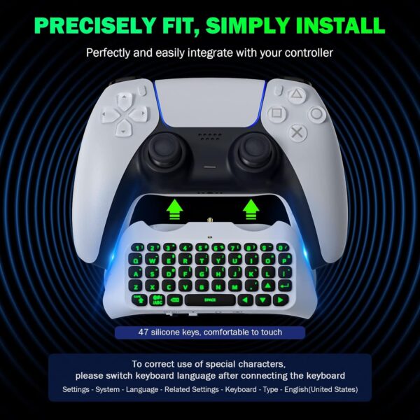 MoKo Keyboard for PS5 Controller with Green Backlight, Bluetooth Wireless Mini Keypad Chatpad for Playstation 5, Built-in Speaker & 3.5mm Audio Jack for PS5 Controller Accessories  Video Games - Image 25