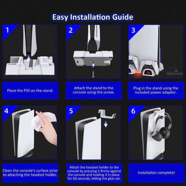 NexiGo PS5 Accessories Silent Cooling Stand with Headset Holder and AC Adapter, for PS5 Disc & Digital Editions Dual Controllers Charger, 3 Levels Adjustable Fans Speed, 10 Game Rack Organizer, White  Video Games - Image 22
