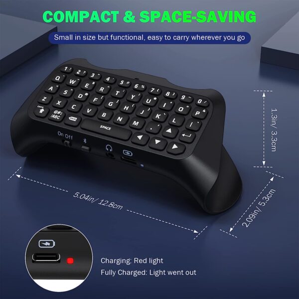 MoKo Keyboard for PS5 Controller with Green Backlight, Bluetooth Wireless Mini Keypad Chatpad for Playstation 5, Built-in Speaker & 3.5mm Audio Jack for PS5 Controller Accessories  Video Games - Image 15