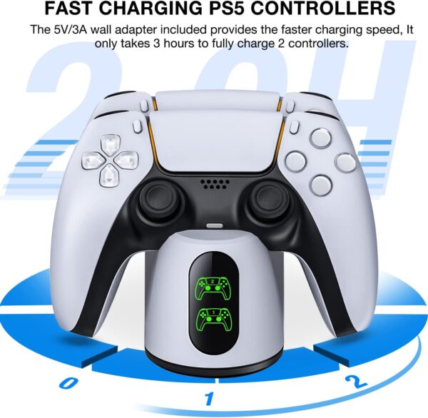 PS5 Controller Charging Station, PS5 Charging Station with Fast Charging AC Adapter 5V/3A for Playstation 5 Controller, Playstation 5 Charging Stand for Dualsense with LED Indicator, White  Video Games - Image 10