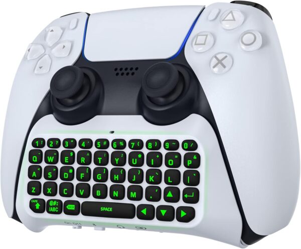 MoKo Keyboard for PS5 Controller with Green Backlight, Bluetooth Wireless Mini Keypad Chatpad for Playstation 5, Built-in Speaker & 3.5mm Audio Jack for PS5 Controller Accessories  Video Games - Image 20