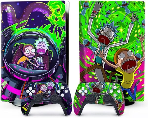 Toxxos PS5 Skin Disc Edition Anime Console and Controller Vinyl Cover Skins Wraps for Playstation 5 Disc Version CD-ROM Version Purple and Green  Video Games - Image 10