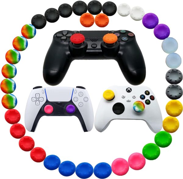 36pcs Joystick Grip for Ps5 Ps4 Controller, Silicone Thumb Grips Caps Cover Analog Stick for Playstation 5, Playstation 4 Controller, Xbox 360, Xbox One Controller (A)  Video Games - Image 8