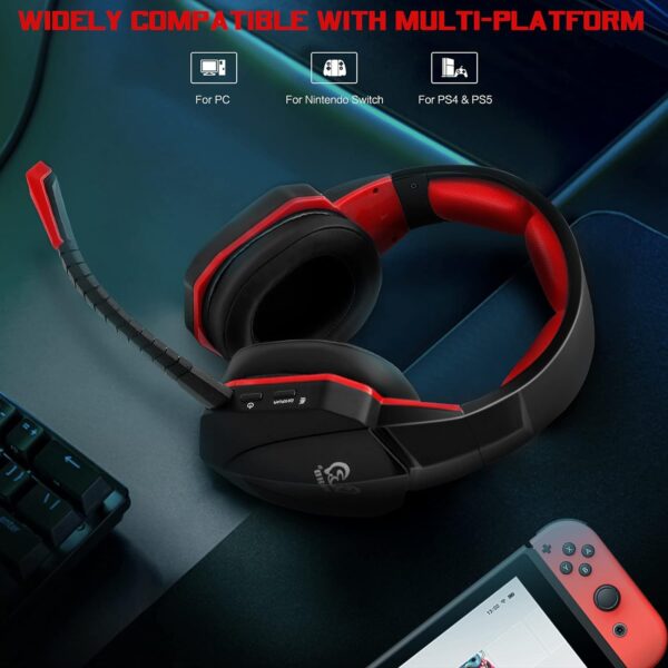 Wireless Gaming Headphones for Nintendo Switch PS5 PS4 PC Computer, PS5 Wireless Gaming Headset with Detachable Microphone Over Ear,Red  Video Games - Image 14