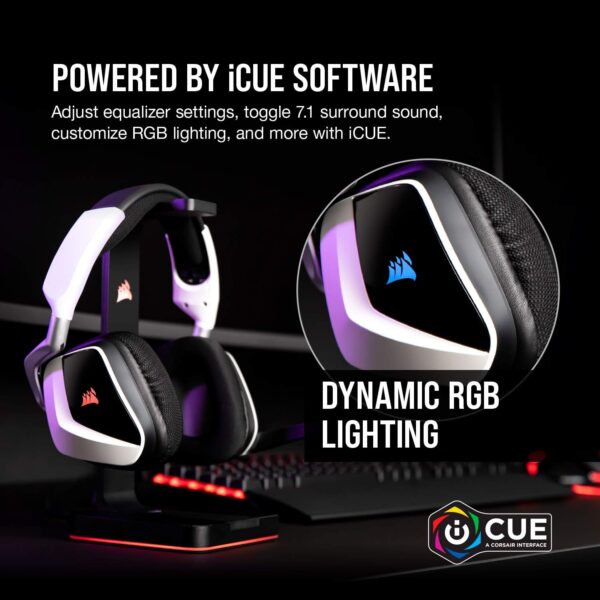 Corsair VOID RGB ELITE Wireless Gaming Headset - 7.1 Surround Sound - Discord Certified - iCUE Compatible - PC, Mac, PS5, PS4 - White  Video Games - Image 17