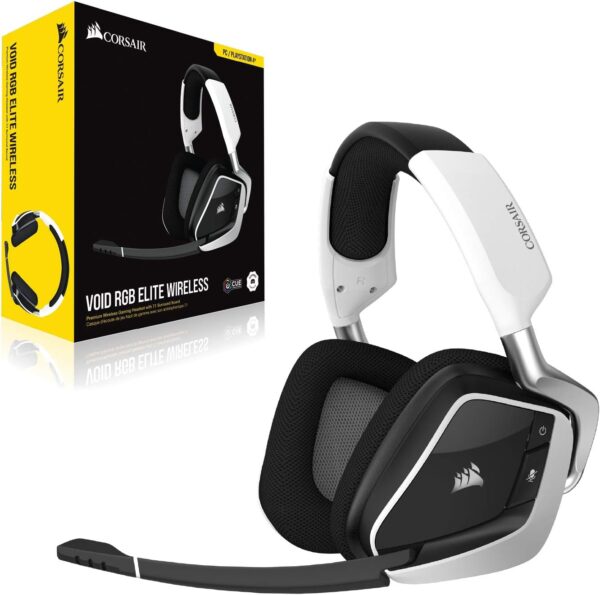 Corsair VOID RGB ELITE Wireless Gaming Headset - 7.1 Surround Sound - Discord Certified - iCUE Compatible - PC, Mac, PS5, PS4 - White  Video Games - Image 18