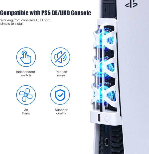 PS5 Cooling Fans, Playstation 5 Cooling Fan Compatible with PS5 Discs Edition and Digital Edition  Video Games - Image 23