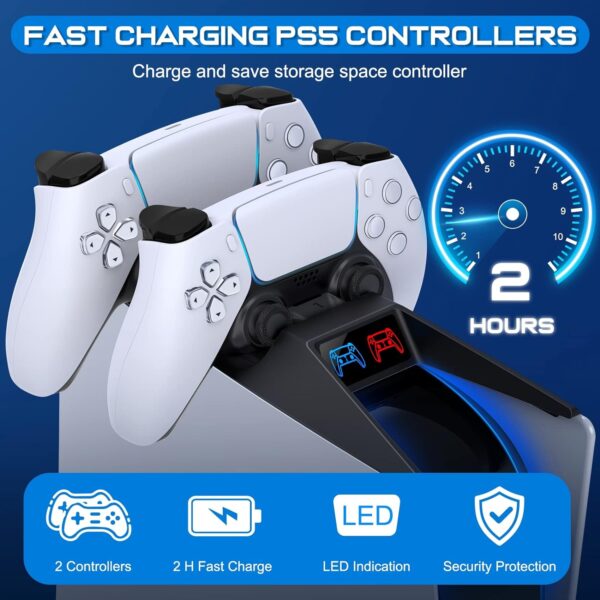 PS5 Controller Charging Station, PS5 Charging Station with Fast Charging AC Adapter 5V/3A for Playstation 5 Controller, Playstation 5 Charging Stand for Dualsense with LED Indicator, White  Video Games - Image 25