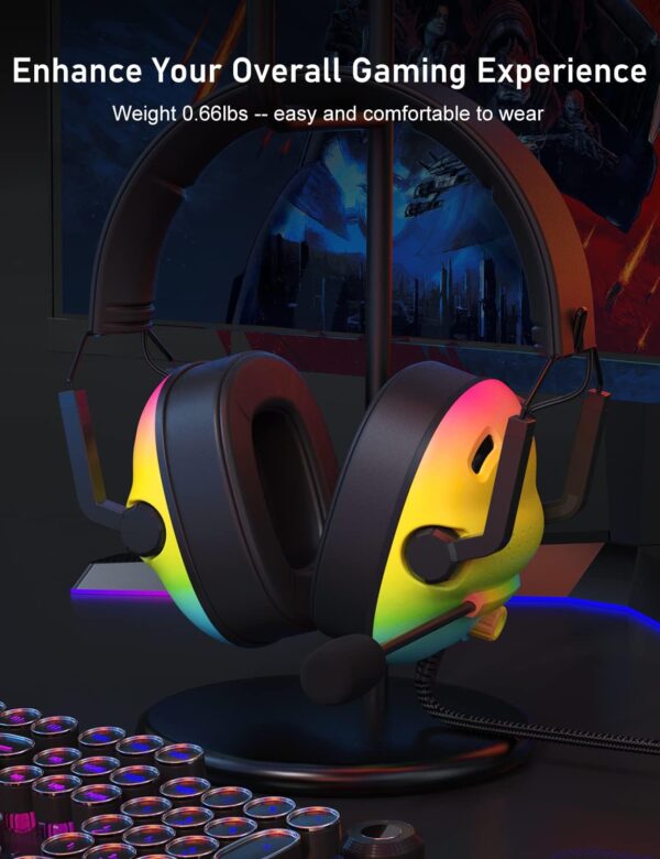 SENZER SG500 Surround Sound Pro Gaming Headset with Noise Cancelling Microphone - Detachable Memory Foam Ear Pads - Portable Foldable Headphones for PC, PS4, PS5, Xbox One, Switch - Black  Video Games - Image 22