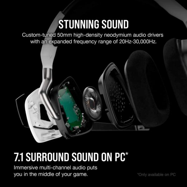 Corsair VOID RGB ELITE Wireless Gaming Headset - 7.1 Surround Sound - Discord Certified - iCUE Compatible - PC, Mac, PS5, PS4 - White  Video Games - Image 13