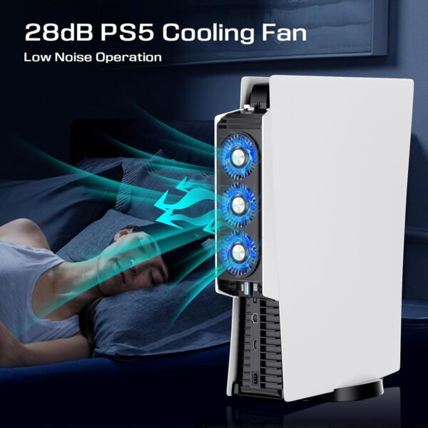 Cooling Fan for PS5 Accessories ,with 3 Blue LED Light/ 2 USB 3.0 Ports / 2 Fan Speed ,Compatible with PlayStation 5 Console Digital / CD Version, High Efficiency PS5 Cooler ( Black )  Video Games - Image 15