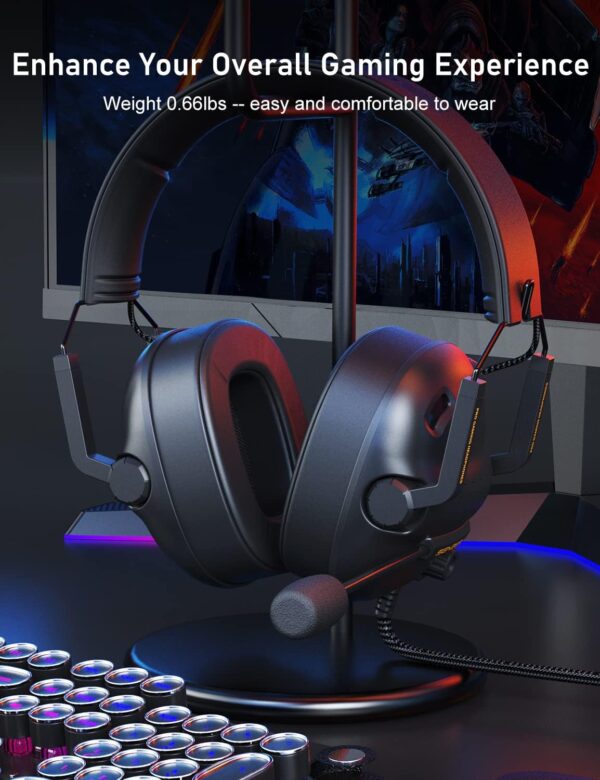 SENZER SG500 Surround Sound Pro Gaming Headset with Noise Cancelling Microphone - Detachable Memory Foam Ear Pads - Portable Foldable Headphones for PC, PS4, PS5, Xbox One, Switch - Black  Video Games - Image 15