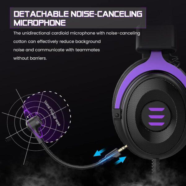 EKSA E900 Headset with Microphone for PC, PS4,PS5, Xbox - Detachable Noise Canceling Mic, 3D Surround Sound, Comfort Sturdy, Wired Headphone for Gaming, Computer, Laptop, Switch, Handheld (3.5MM Jack)  Video Games - Image 13