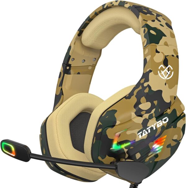 Tatybo Gaming Headset for PS5 PS4 Xbox ONE Switch PC with Noise Cancelling Over-Ear Stereo Bass Surround Sound Gaming Headphone -Camo  Video Games - Image 21