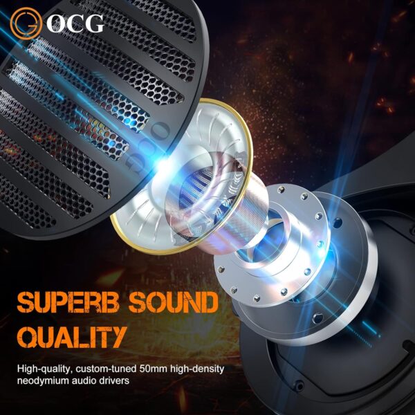 OCG Wireless Gaming Headset, Bluetooth Headphones with Microphone 2.4GHz USB Connection for PC, PS5,Smartphone,MacBook,Notebook,Tablet 50mm Drivers Gamer Wireless Headsets  Video Games - Image 21